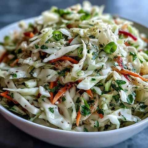 Vibrant Sauerkraut Slaw, a crunchy, tangy German side dish, ready to serve.