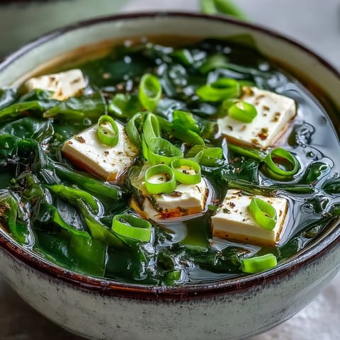Tender Wakame Soup, a healthy Japanese starter, ready to be enjoyed.