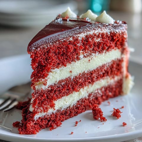 A slice of Betty Boop Cake reveals velvety red layers and creamy white frosting, perfect for a birthday party.