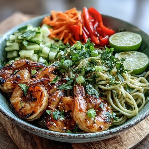 Colorful julienned veggies and sesame seeds top this easy 15-Minute Asian Noodle Bowl for a quick weeknight meal.