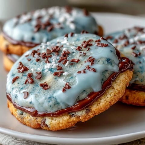 Beautiful spring cookies decorated to look like robins eggs, with smooth blue icing and chocolate speckles for a festive, seasonal treat.