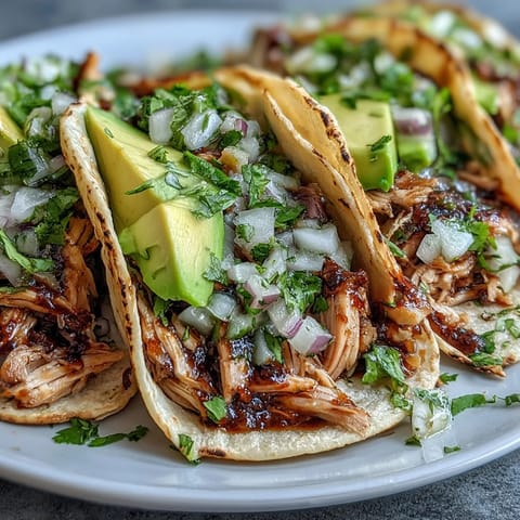 Tender slow cooker salsa verde chicken tacos ready for vibrant toppings like avocado and lime.