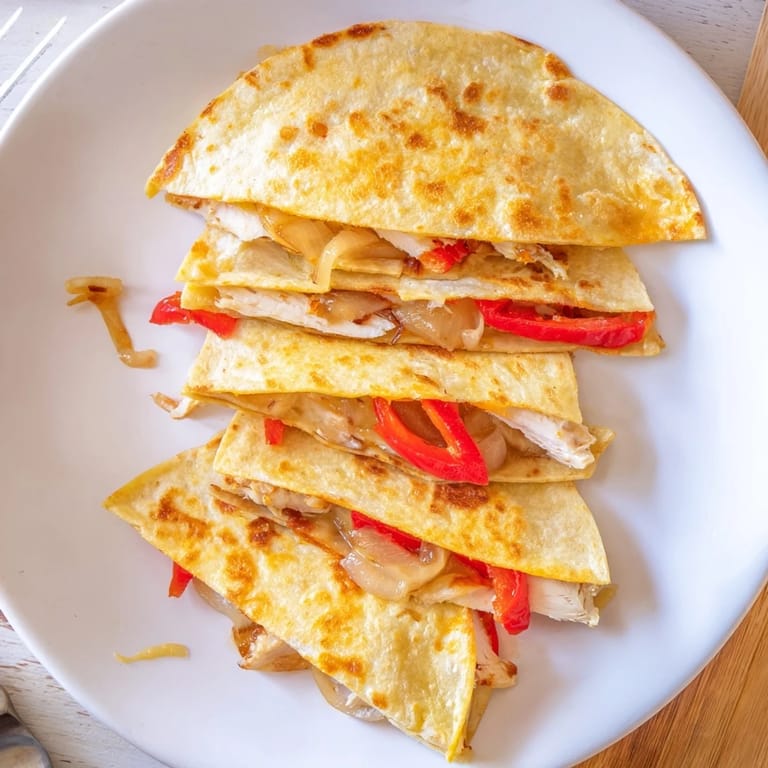 Spicy grilled Chicken Quesadilla with steam rising from the crispy tortilla, served beside fresh guacamole and zesty salsa.