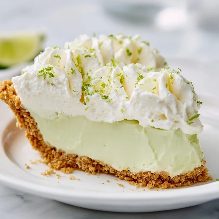 Fresh Key Lime Pie cooling on a wire rack with a knife and lime slices nearby.