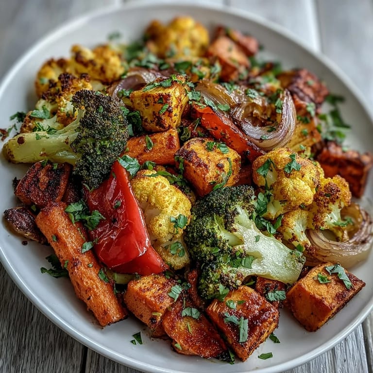 Golden Anti-Inflammatory Turmeric Roasted Vegetables fresh from the oven, boasting earthy, savory notes.