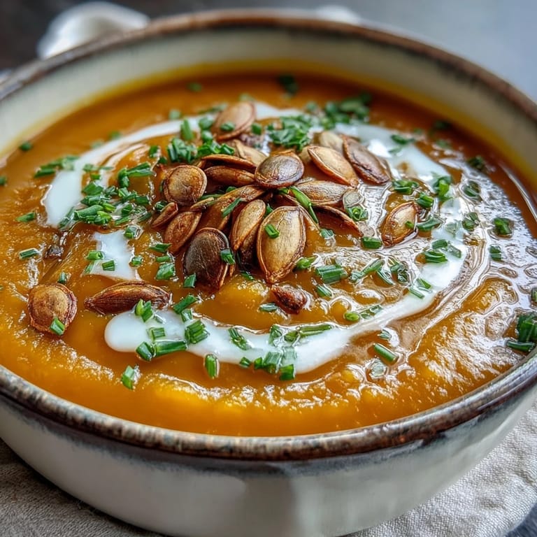 Comforting bowl of homemade acorn squash soup, perfect for a chilly autumn evening dinner.