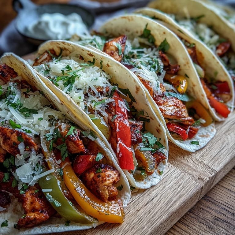 A skillet of Easy Chicken Fajitas topped with melty cheese and salsa, a perfect Tex-Mex family dinner.