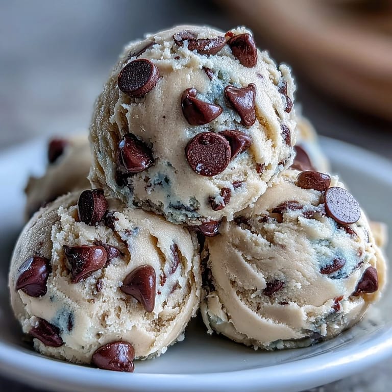 A creamy spoonful of Greek Yogurt Cookie Dough reveals buttery sweetness and tangy yogurt.