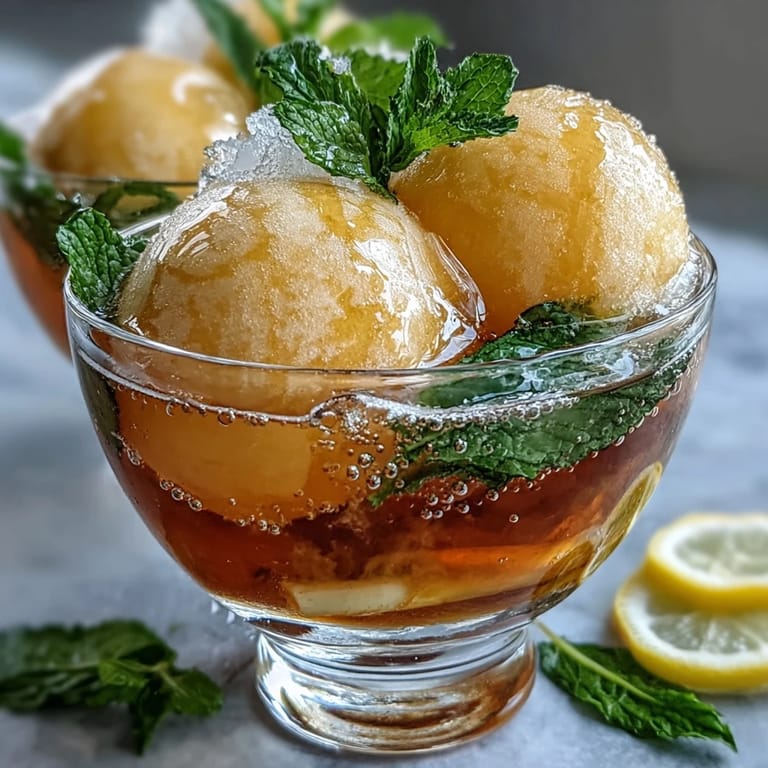 Bubbly Limoncello Sorbet Float featuring lemon sorbet, chilled Limoncello, and effervescent sparkling water.  