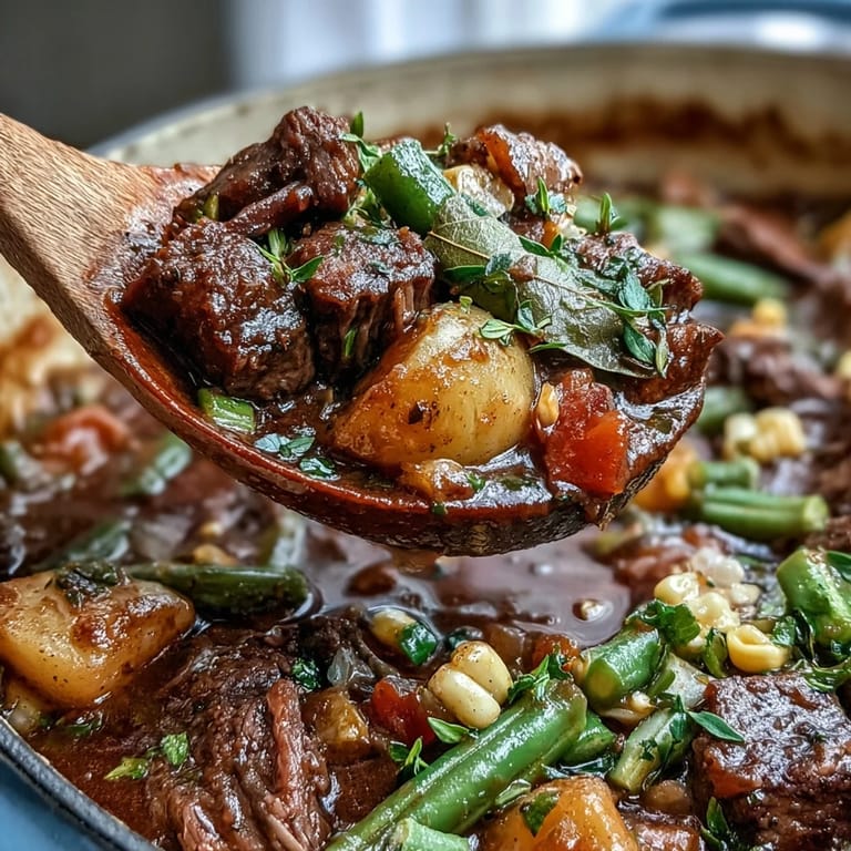Savory slow-cooked Kentucky Derby Burgoo Stew featuring tender meats and plenty of vegetables.