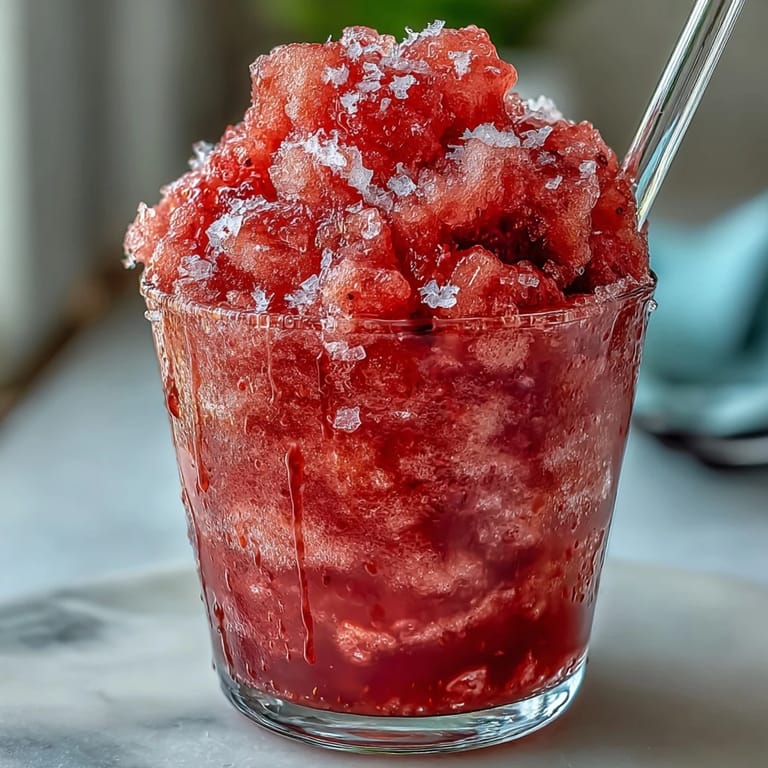 Vibrant Frozen Strawberry Lemonade Slushie, a quick, icy, 3-ingredient drink.
