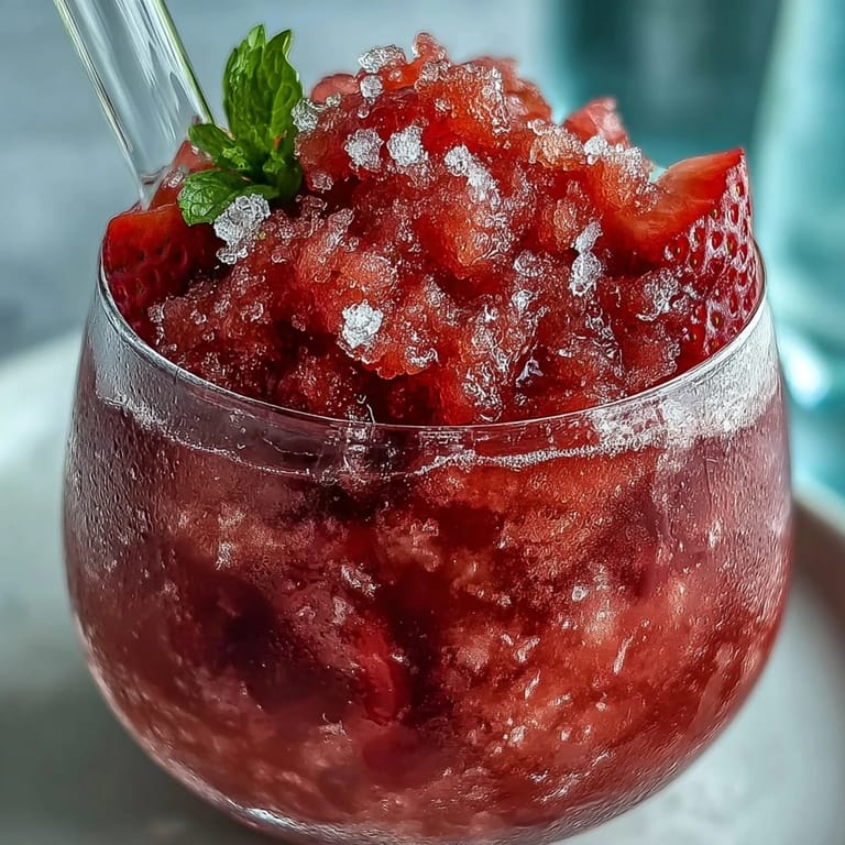 Bright Frozen Strawberry Lemonade Slushie, perfectly blended for a cool, citrusy delight.