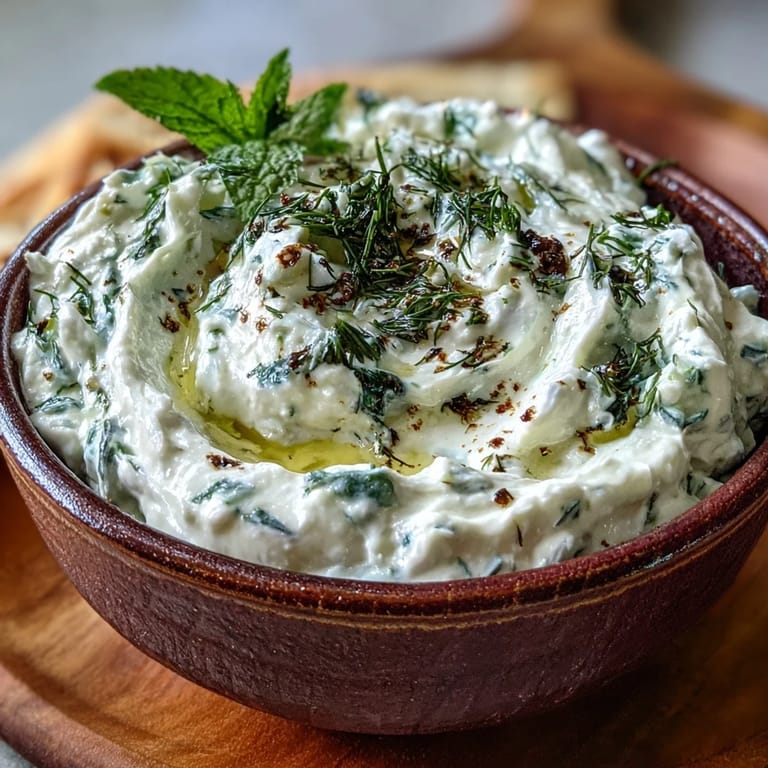 Creamy Greek skyr tzatziki, a refreshing cucumber and garlic dip, perfect with pita.