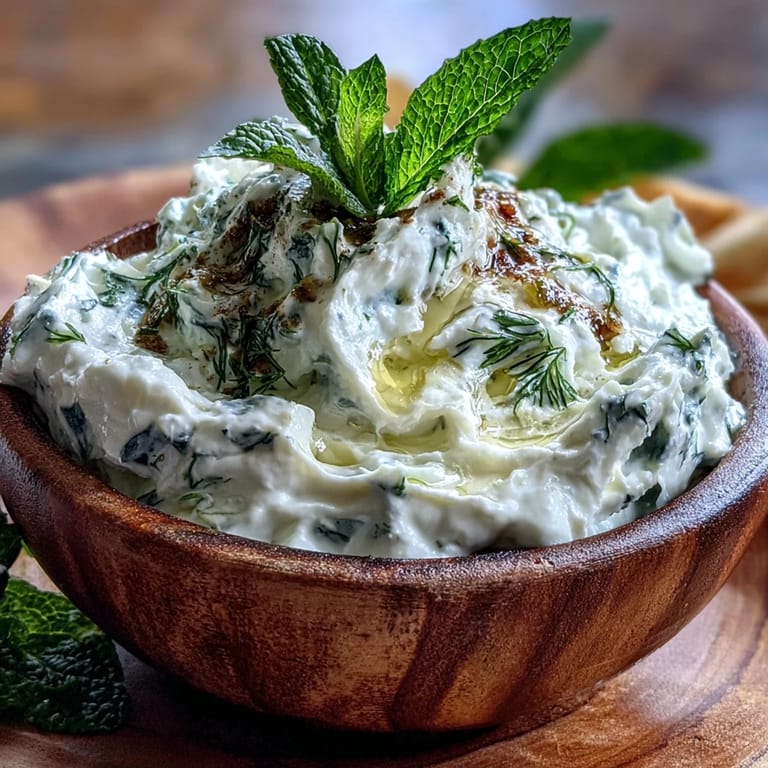 Vibrant Greek skyr tzatziki, bursting with fresh dill and zesty garlic flavors.