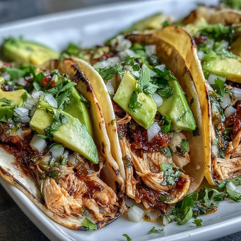 Juicy shredded chicken, bathed in zesty salsa verde, piled into warm tortillas for easy weeknight dinners.