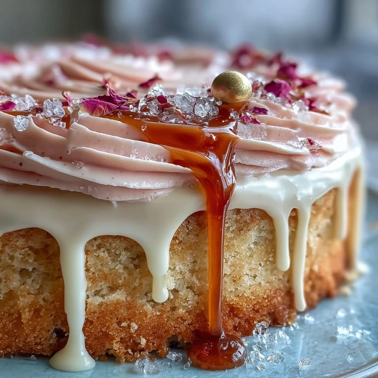 Indulge in this stunning Bridal Shower Rosé Velvet Cake, featuring decadent pink layers and gold accents.